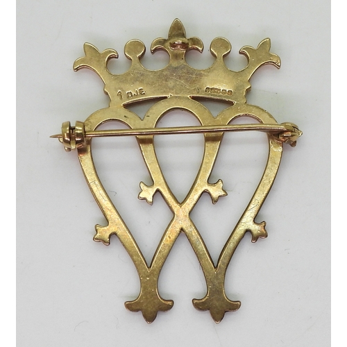 2834 - A 9CT GOLD LUCKENBOOTHwith Edinburgh hallmarks for 1966, makers mark DJE, dimensions 4.7cm x 3.5cm, ... 