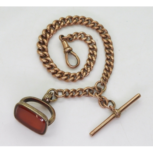 2835 - A 9CT ROSE GOLD FOB CHAINtapering from 7.5mm to 5.5mm, with an overall length of 24cm, hallmarked to... 