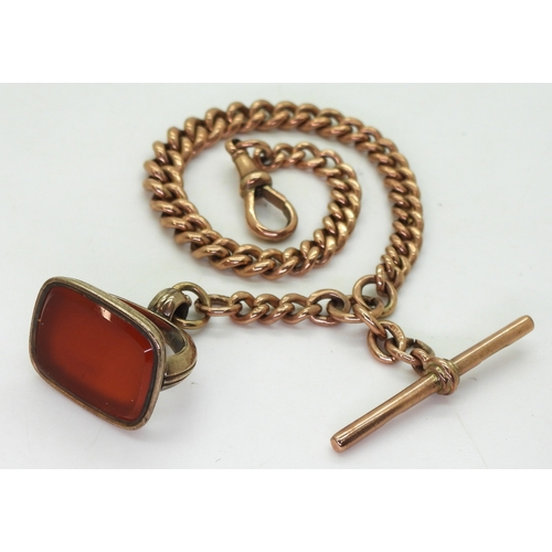 2835 - A 9CT ROSE GOLD FOB CHAINtapering from 7.5mm to 5.5mm, with an overall length of 24cm, hallmarked to... 