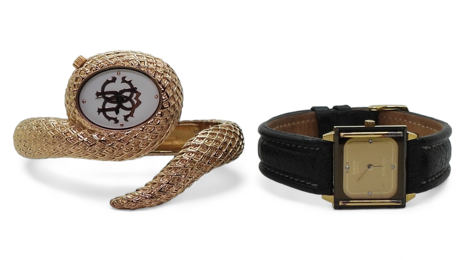 TWO WATCHESa ladies Roberto Cavalli Italian designer watch