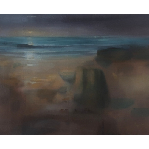 2961 - DANNY FERGUSON RSW RGI (SCOTTISH 1925-1993)SEA EDGEPastel on brown paper, signed 49.5 x 61cm (19.5 x... 