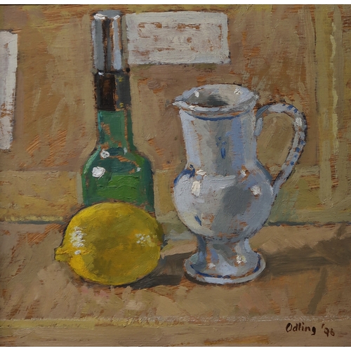 2962 - HENRY EDWARD 'TED' ODLING (BRITISH 1921-2007)STILL LIFE, LEMON AND JUGOil on panel, signed lower rig... 