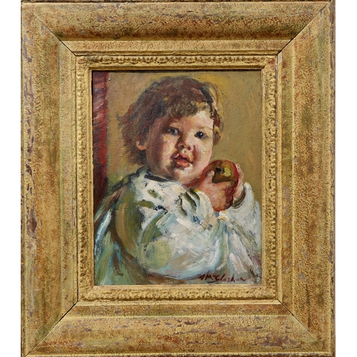 2989 - ARCHIBALD A. MCGLASHAN RSA (SCOTTISH 1888-1980)CHILD WITH APPLEOil on board, signed lower right, 41 ... 