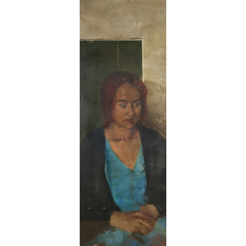 2992 - MARK GILBERT (SCOTTISH b.1969)RUTH Oil on canvas, signed verso, 119.5 x 42.5cm (43 x 16.75