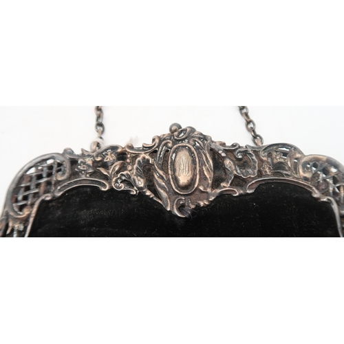 268 - An Edwardian silver and black velvet ladies purse, by King & Sons, London with belt book, a... 