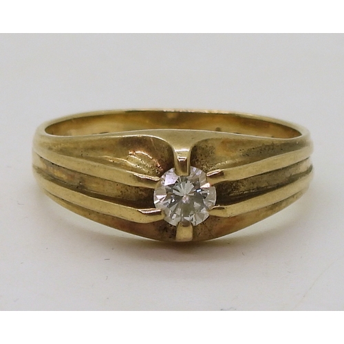 848 - A 9ct gold diamond set Gypsy ring, set with an estimated approx 0.25cts, size P1/2, weight 3.3gms