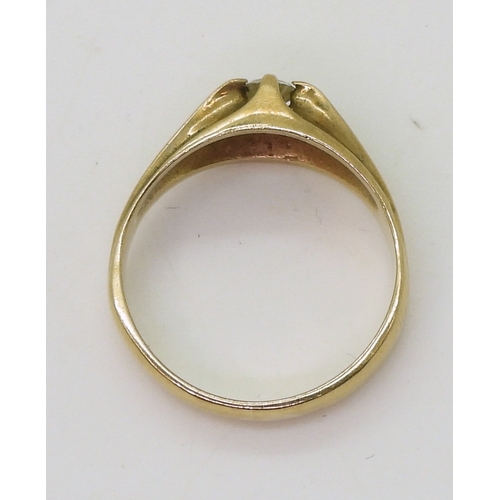 848 - A 9ct gold diamond set Gypsy ring, set with an estimated approx 0.25cts, size P1/2, weight 3.3gms