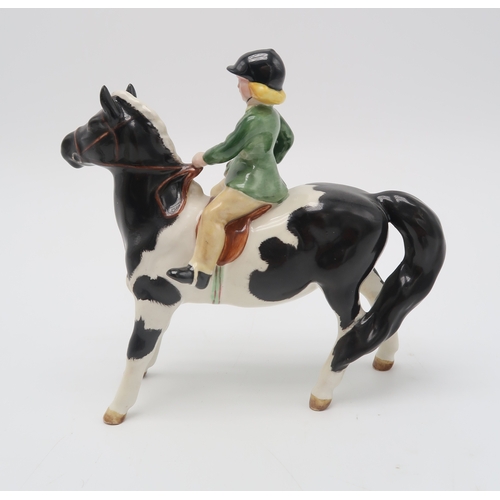 2291 - WITHDRAWNBESWICK GIRL ON PIEBALD PONYmodel 1499, printed mark to base