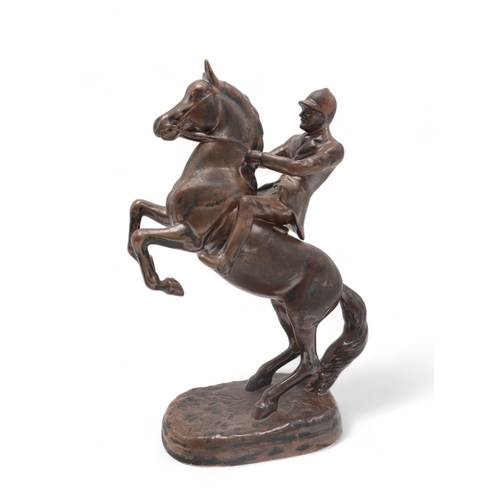 2295 - A BESWICK COPPER LUSTRE HUNTSMAN ON REARING HORSEmodel 868, printed and impressed marks to base... 