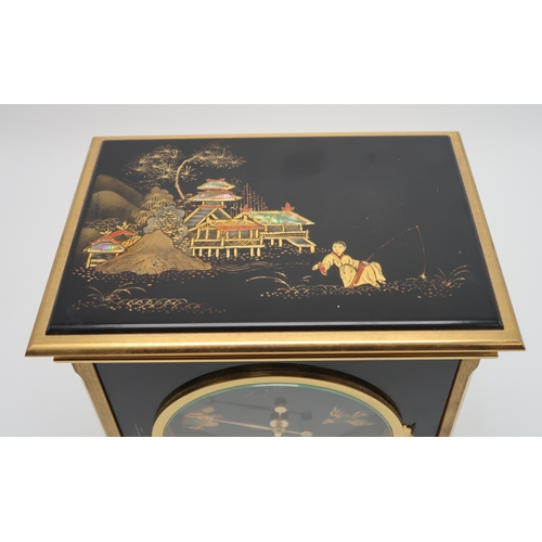 2318 - A JAEGER-LECOULTRE 'ATMOS CHINOISERIE' CLOCKthe gilt-brass frame mounted with black lacquered panels... 