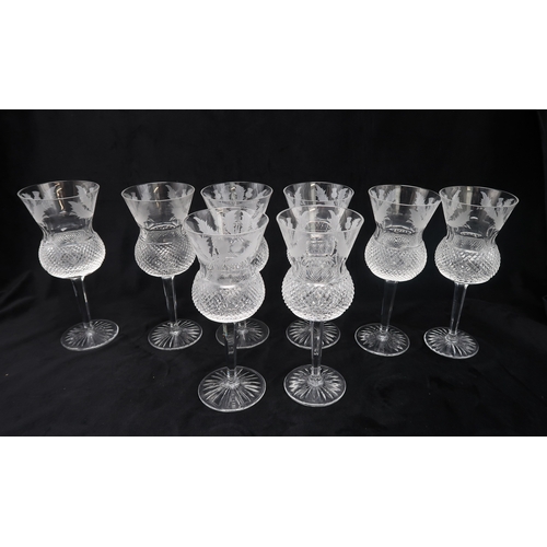 2320 - A LARGE SUITE OF EDINBURGH CRYSTAL THISTLE SHAPED AND CUT GLASSWAREincluding seven goblets 19cm, fiv... 