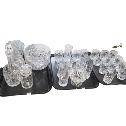 182 - A collection of cut glass and crystal drinking glasses, bowls, decanters etc