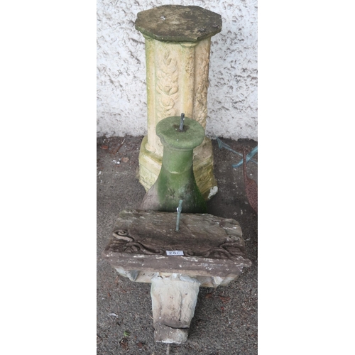 20C - A lot of assorted stoneware garden pieces to include octagonal based pedestal, baluster form plinth ... 