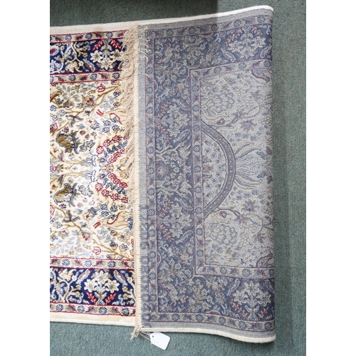 48 - An ivory ground full pile cashmere runner with floral/foliate allover tree of life design decorated ... 