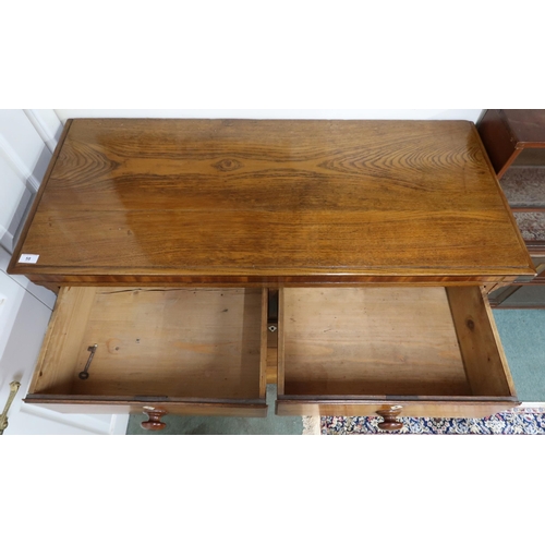 58 - A 19th century oak two over three chest on chest top with moulded cornice over drawers with turned h... 