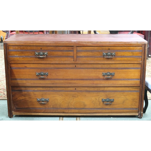 60 - An early 20th century two over three chest of drawers, 68cm high x 118cm wide x48cm deep