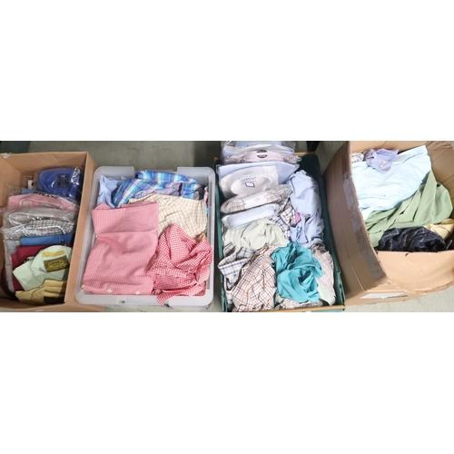 70E - A lot of four boxes of assorted gents shirts, a box of gents trousers, a box of assorted knit wears ... 