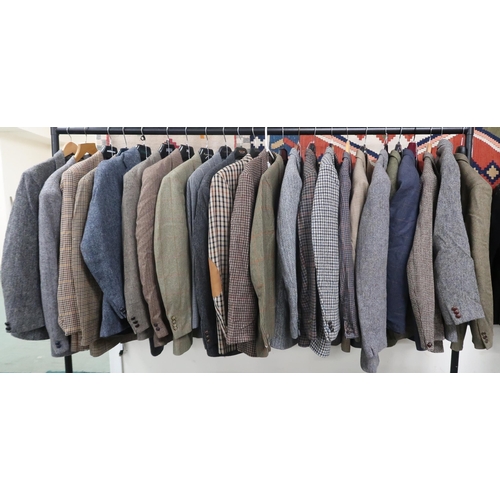 70K - A lot of twenty four assorted gents sports coats, blazers and suit jackets to include Harris Tweed e... 