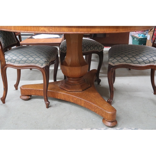 97 - A 20th century reproduction oak and burl maple circular topped breakfast table on tripod base, 74cm ... 