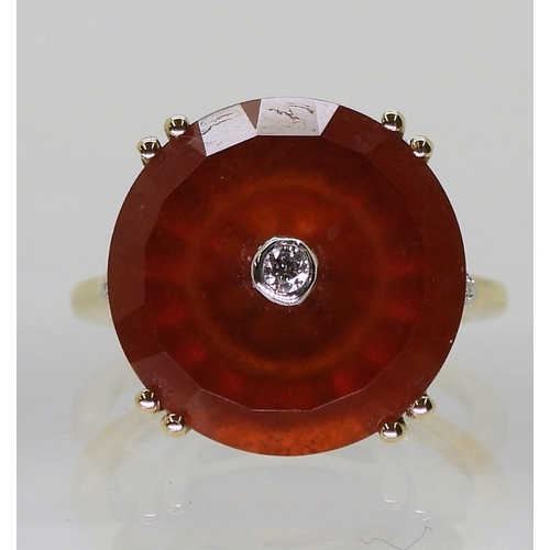 729 - A 9ct gold Glen Lehrer carnelian and diamond 'Torus' ring, size J1/2, weight 4.3gms 