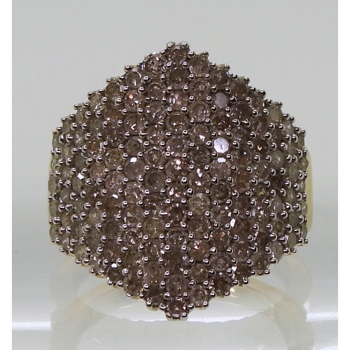 745 - A 9ct gold pave diamond cluster ring, size J1/2, weight 5gms