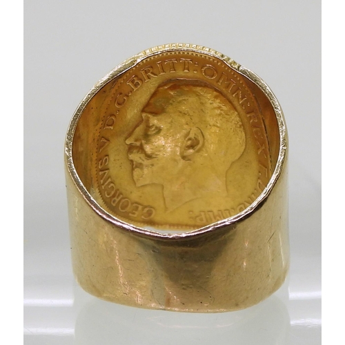 746 - A 1911 gold full sovereign with a  soldered on 9ct gold shank, size approx O1/2, weight 13.1gms