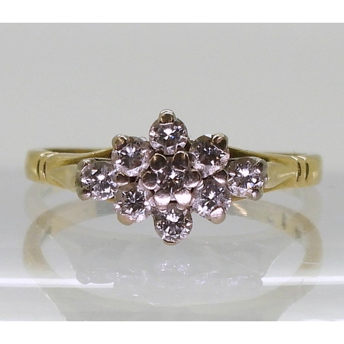 758 - An 18ct gold boat shaped diamond cluster ring, set with estimated approx 0.50cts of brilliant cut di... 