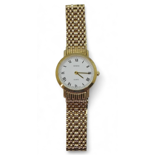 767 - A 9ct gold Geneve quartz ladies watch, weight including mechanism 30gms