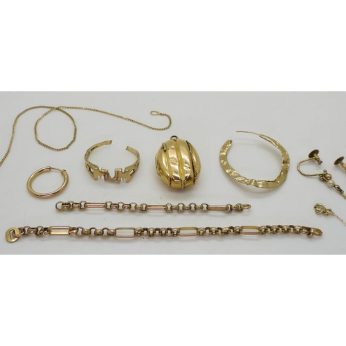 837 - A collection of gold and yellow metal (af) items weight all together 11.6gms