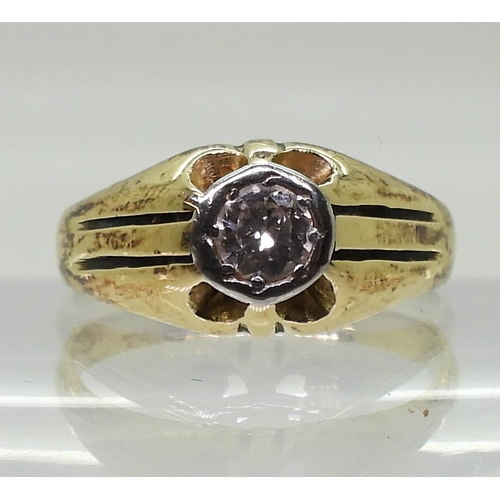 844 - An 18ct gold and platinum solitaire diamond gypsy ring, set with an estimated approx 0.50ct brillian... 