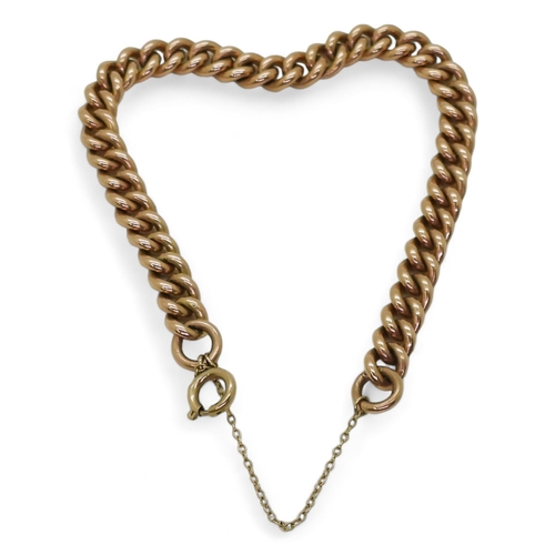 876 - A 9ct rose gold curb chain bracelet, hallmarked to every link, length 20cm, weight 25.5gms