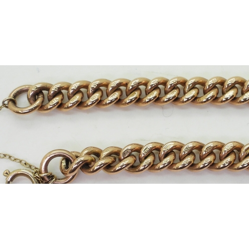 876 - A 9ct rose gold curb chain bracelet, hallmarked to every link, length 20cm, weight 25.5gms