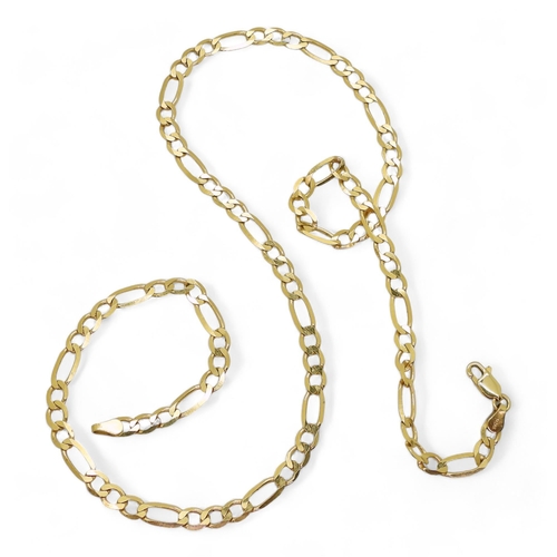 879 - A 9ct gold figaro chain, length 48cm, weight 9.1gms