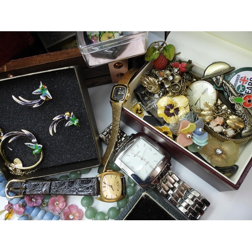 898 - A large quantity of vintage costume jewellery to include, good bead necklaces, two miniature chests ... 