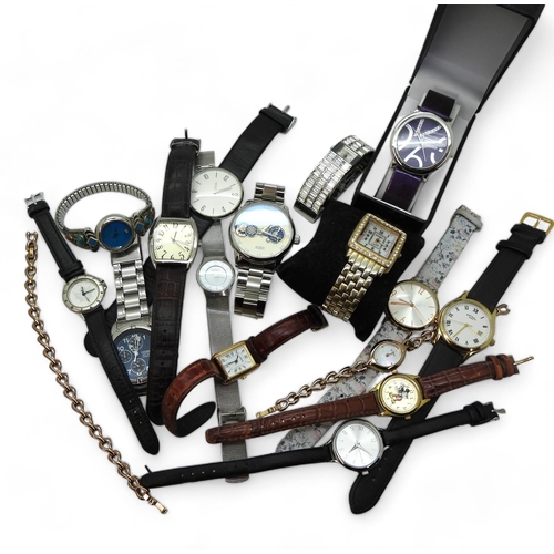 913 - A collection of wristwatches, to include Skagen, a kinetic watch by Colouring, a Disney Mickey Mouse... 