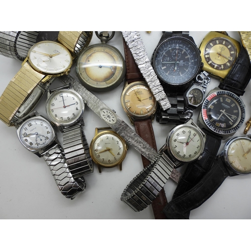 914 - Four Garrard watches one with a silver case, further watches  to include Jowissa, Mido Powerwind, Un... 