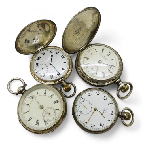 915 - A large Waltham full hunter pocket watch, stamped Dueber Sterling 925, a silver Limit open face (no ... 