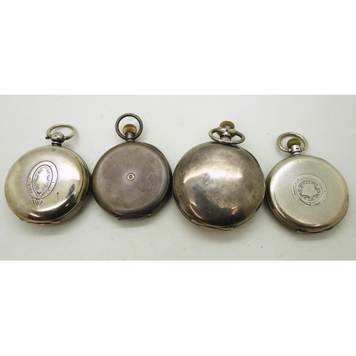 915 - A large Waltham full hunter pocket watch, stamped Dueber Sterling 925, a silver Limit open face (no ... 