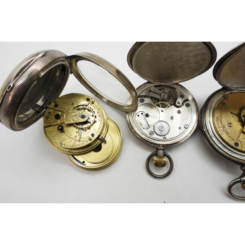 915 - A large Waltham full hunter pocket watch, stamped Dueber Sterling 925, a silver Limit open face (no ... 