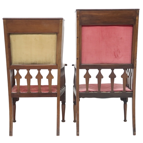 2039 - A HIS & HER PAIR OF EARLY 20TH CENTURY MAHOGANY AFTER SHAPLAND & PETTER, BARNSTAPLE WINGBACK... 