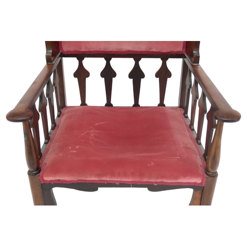 2039 - A HIS & HER PAIR OF EARLY 20TH CENTURY MAHOGANY AFTER SHAPLAND & PETTER, BARNSTAPLE WINGBACK... 