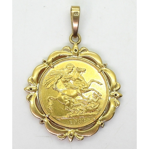 2821 - GOLD DOUBLE SOVEREIGN PENDANTdated 1983, the double sovereign is in a 18k gold pendant mount set wit... 