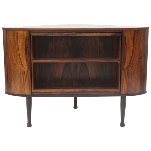 2089 - *WITHDRAWN* A MID 20TH CENTURY NORWEGIAN SOLA MOBELFABRIK CORNER DRINKS CABINET with open shelves th... 