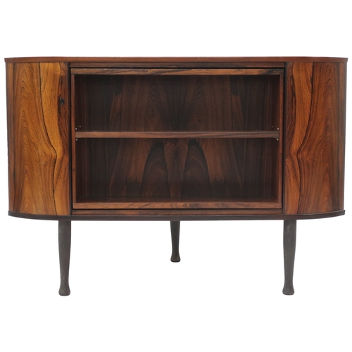 2089 - *WITHDRAWN* A MID 20TH CENTURY NORWEGIAN SOLA MOBELFABRIK CORNER DRINKS CABINET with open shelves th... 