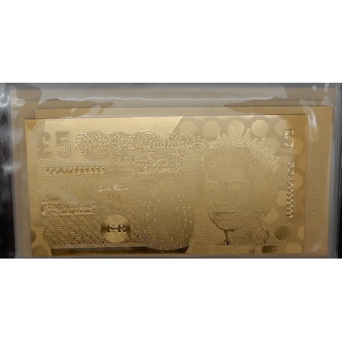 317 - Bank Of England 24 K Gold Banknotes Collection United Kingdom - Pound £5, £10, £20, £50 with Certifi... 