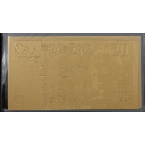 317 - Bank Of England 24 K Gold Banknotes Collection United Kingdom - Pound £5, £10, £20, £50 with Certifi... 