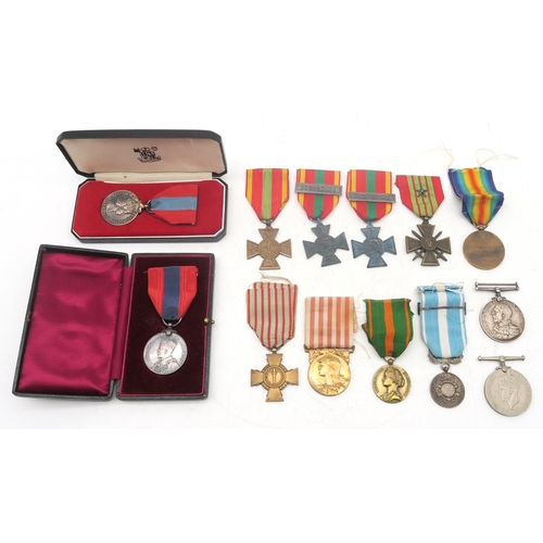 327 - A George V Imperial Service Medal awarded to John Goldie, and an Elizabeth II example awarded to Jam... 