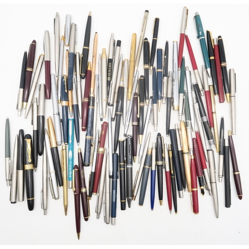 336 - A large collection of fountain and ballpoint pens, largely by Parker, also including a vintage 