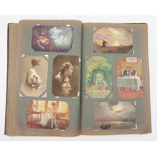 341 - An album of early-20th century German illustrated and photographic postcards, to include views of Cr... 