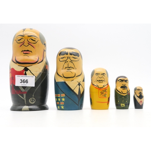 366 - A collection of Russian dolls, to include examples depicting 20th century Russian leaders, from Leni... 